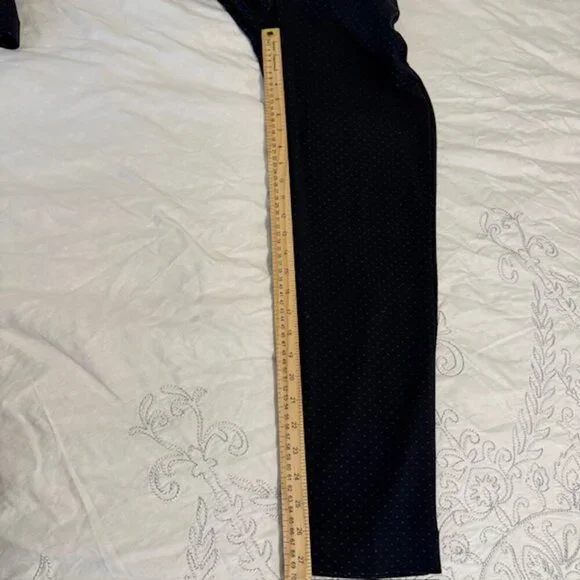 CAbi Womens 6 Keen Kick Flare Crop Pants Navy Blue Ponte Knit Button Ankle - Picture 11 of 12